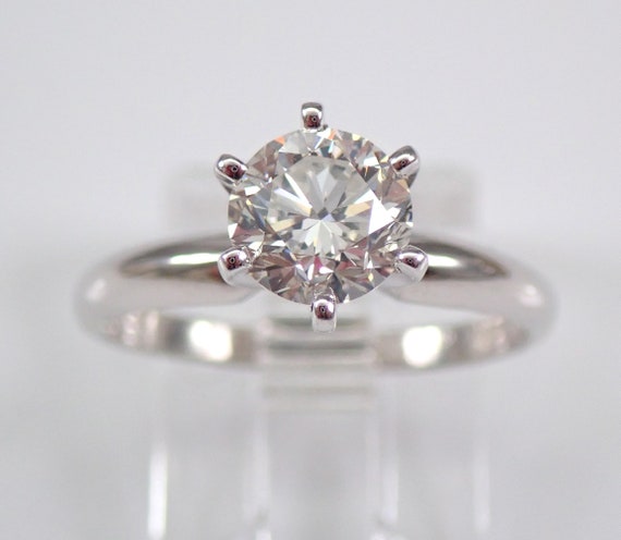 14K White Gold Diamond Engagement Ring - GIA Certified 1.04ct Round Brilliant Solitaire -Bridal Proposal Fine Jewelry Gift