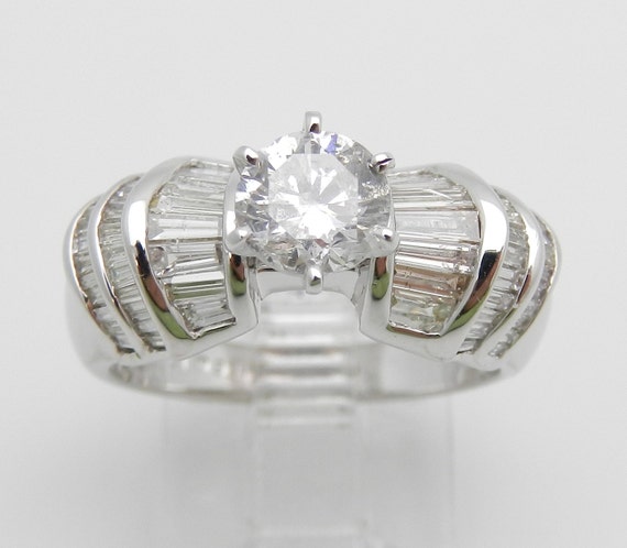 Diamond Engagement Ring, 1.69 ct Round Brilliant Diamond, 18K White Gold Engagement Ring