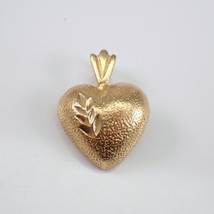 Vintage Solid 14K Yellow Gold Heart Charm, Estate Small Puffy Heart Pendant for Charm Bracelet or Necklace