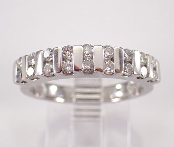 Platinum Diamond Wedding Ring - Estate Bridal Anniversary Band - Stackable Fine Jewelry Gift