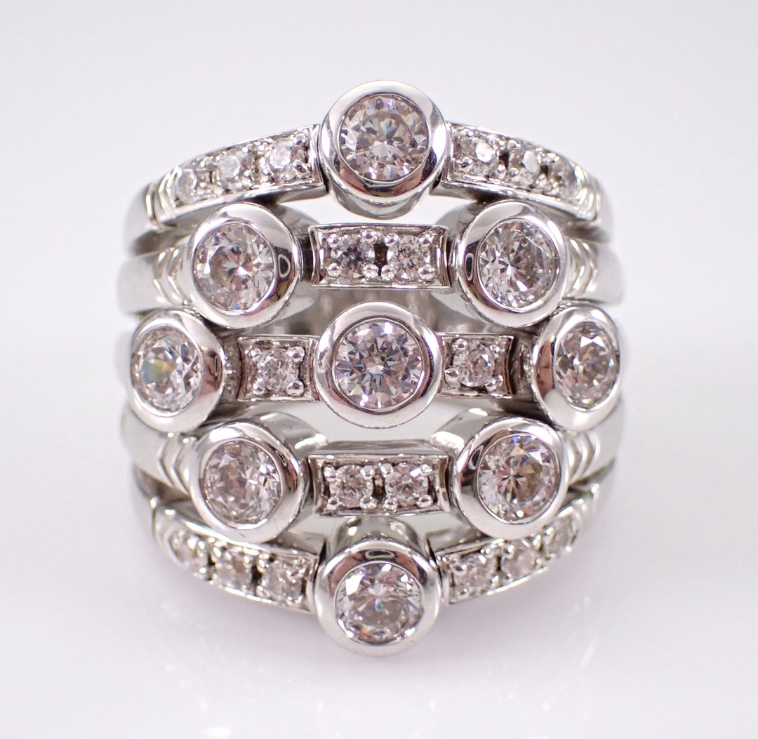 PalmBeach Gold-Plated Dome Ring - 101 Cubic Zirconia Multi-Row Ring, Sizes 6-10, 2.86 Cttw