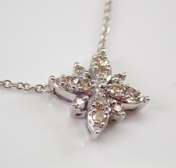 Diamond snowflake necklace best sale in 14k white gold