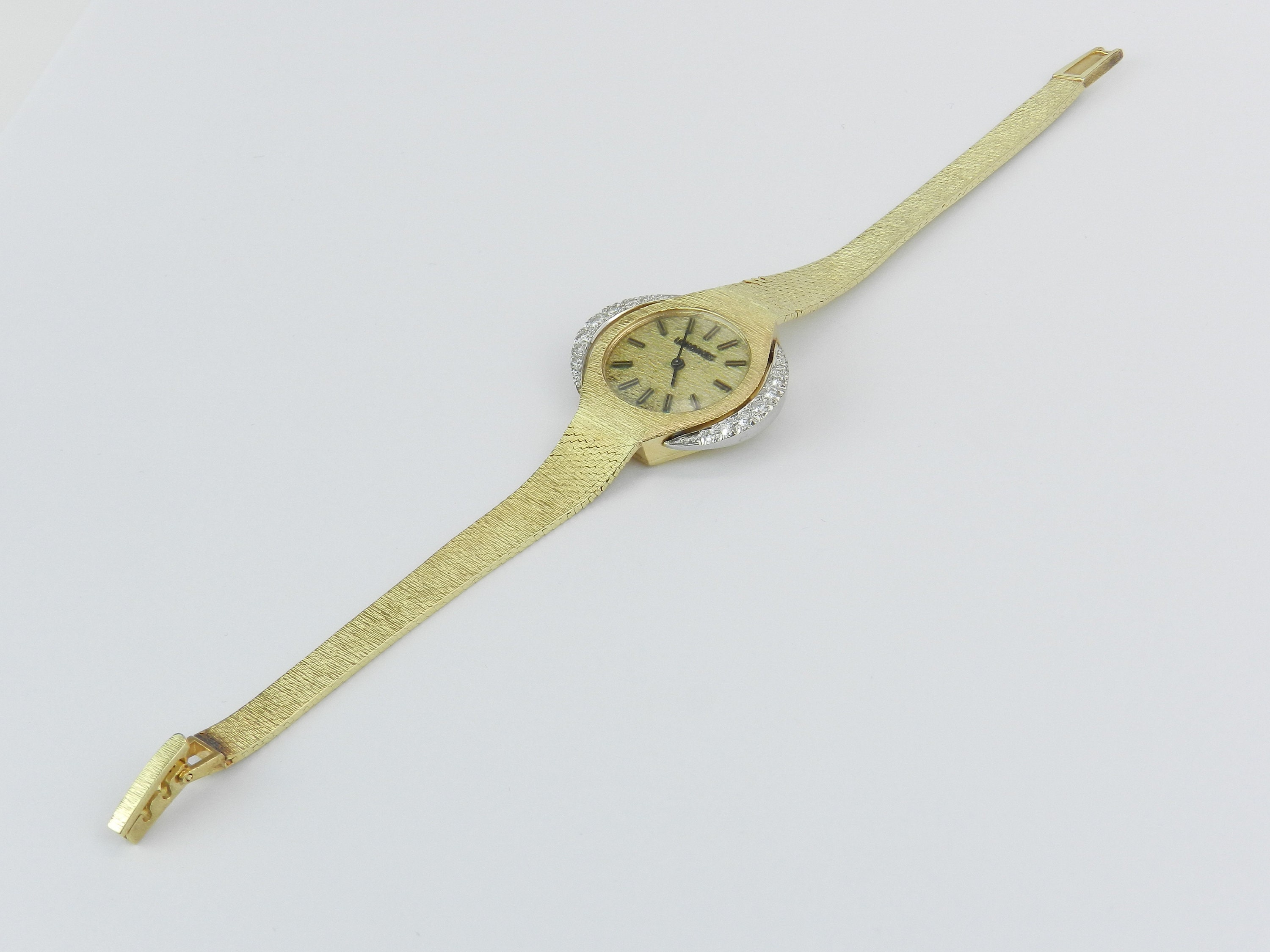 Antique Vintage 14K Yellow Gold Diamond LONGINES Ladies Bracelet Watch