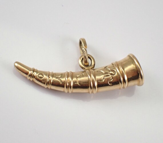 Vintage 14K Yellow Gold Horn Charm, Cornucopia Pe… - image 3