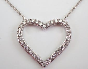 White Gold Diamond Heart Pendant - Unique Choker Chain Necklace - GalaxyGems Bridal Wedding Gift
