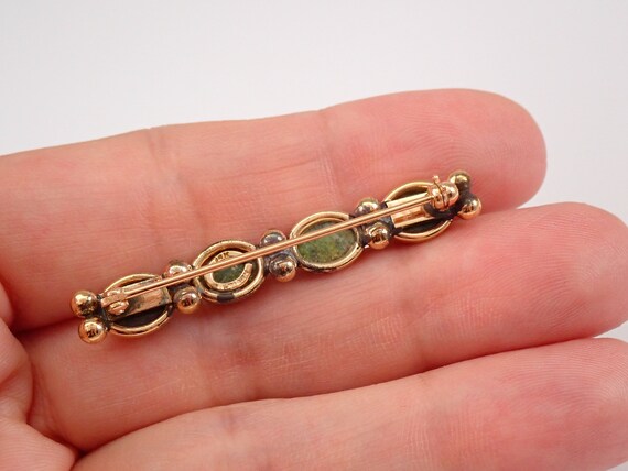 Vintage Jade Lapel Stick Pin - Antique 14K Yellow… - image 4