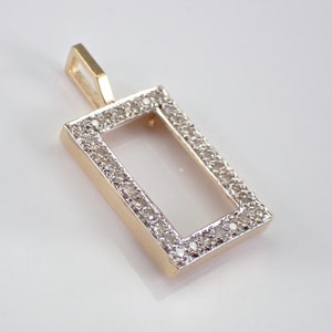 14K Yellow Gold Diamond Frame Charm Pendant - Vintage Antique Pave Set Halo Setting for Necklace or Bracelet