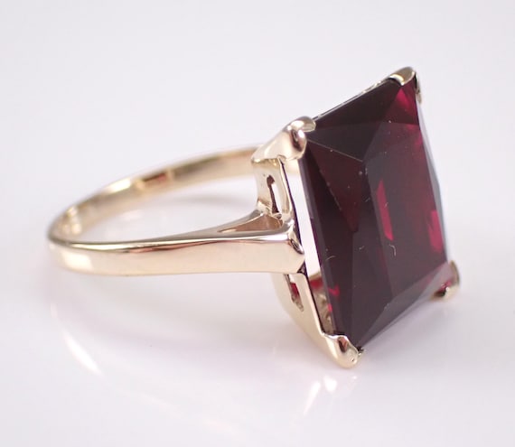 Vintage Ruby Solitaire Engagement Ring - Yellow G… - image 7