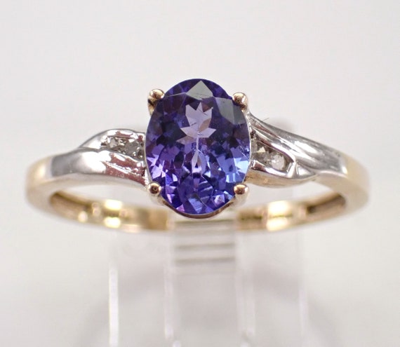 Dainty Tanzanite Engagement Ring, Yellow Gold Engagement Promise Setting, December Gemstone Fine Jewelry