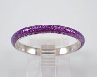 Sterling Silver and Enamel Stackable Ring - Estate Red Purple Color Wedding Anniversary Band