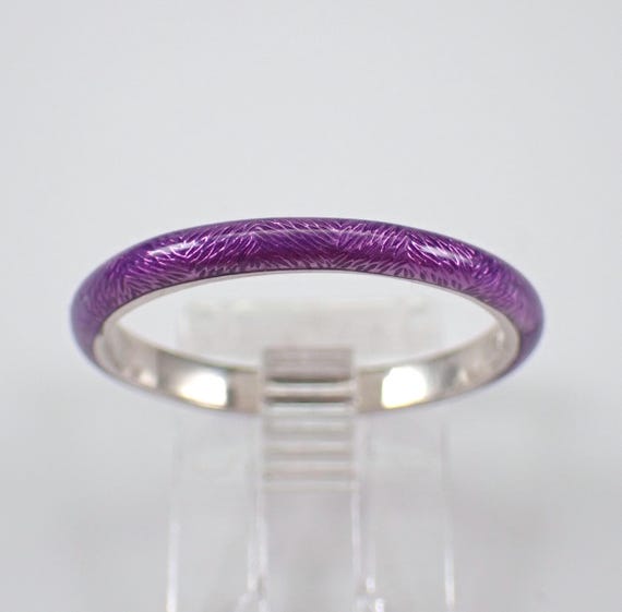 Sterling Silver and Enamel Stackable Ring - Estate Red Purple Color Wedding Anniversary Band