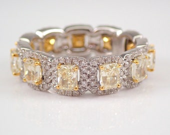 18K White Gold Canary Diamond Eternity Band: Yellow Diamond Wedding Anniversary Band