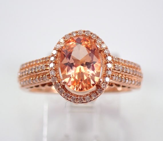 Sunrise Mystic Topaz Engagement Ring Solid Rose Gold, Diamond Halo Engagement Ring, December Birthstone Fine Jewelry