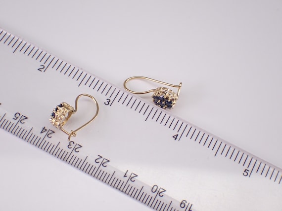 80s Vintage Sapphire Earrings - 14k Yellow Gold F… - image 4