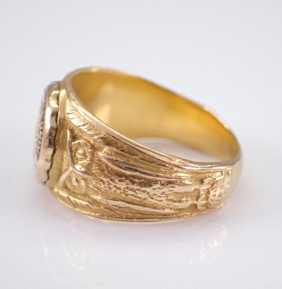 Vintage 18K Yellow Gold School Ring - Antique Cor… - image 4