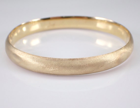 14K Yellow Gold Bangle Bracelet, Estate Vintage Stackable Fine Jewelry Gift