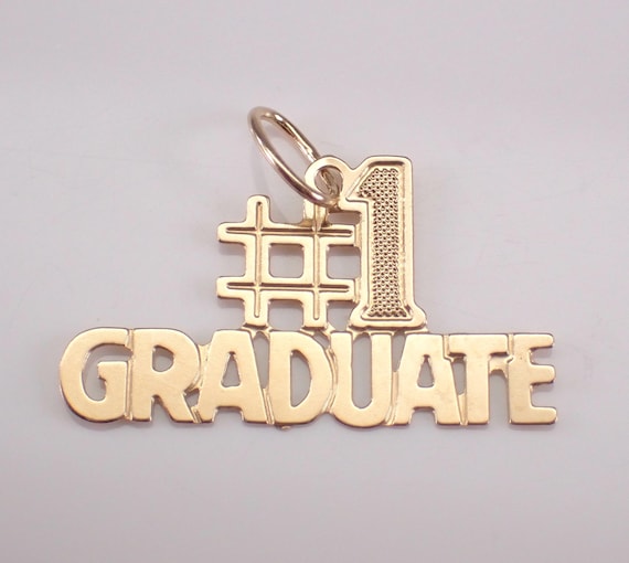 Vintage 14K Yellow Gold Number 1 Graduate Charm - Dainty Pendant for Necklace or Bracelet