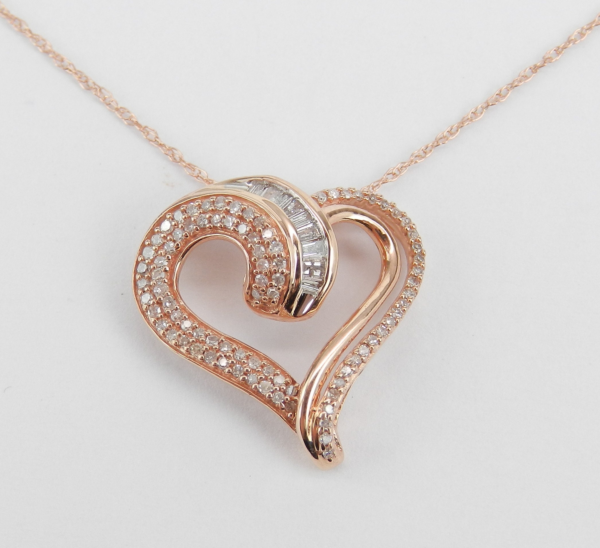 Rose gold heart pendant with chain Clearance