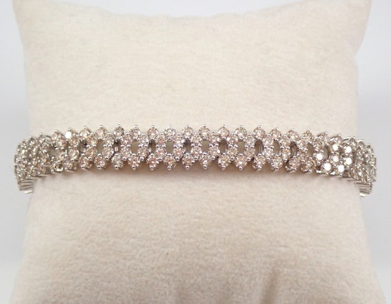 8ct Diamond Tennis Bracelet - 14K White Gold Wide Multi Row Bracelet - Traditional Anniversary Fine Jewelry Gift