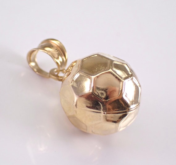 Vintage 14K Yellow Gold Soccer Ball Charm, Little Team Sport Pendant for Bracelet or Necklace, Dainty Child Jewelry Gift