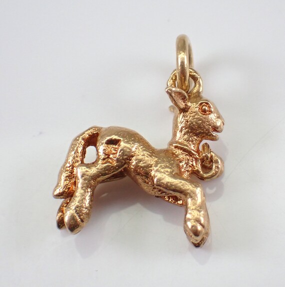 Vintage Billy Goat Charm Pendant - Solid 14K Yellow Gold Little Kid Stag Drop for Bracelet or Necklace