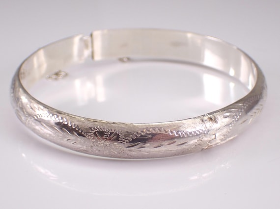 Vintage Sterling Silver Bangle Bracelet - Unique Estate Stackable Jewelry Gift
