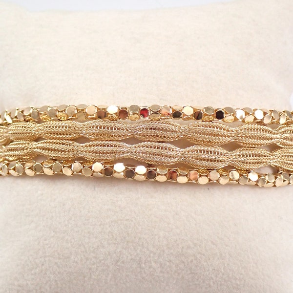 Vintage 14K Yellow Gold Flexible Bangle Bracelet, 1970s Womens Fine Jewelry Antique