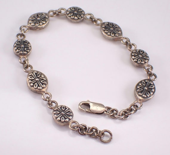 Vintage Sterling Silver Bracelet: Reversible Mother of Pearl Link
