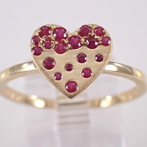 Gelbgold Rubin Herz Ring: Zierliche Siegelring Stil Versprechen Band
