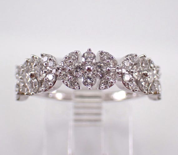 White Gold Diamond Wedding Ring - Bridal Stackable Anniversary Band - GalaxyGems Fine Jewelry Gift