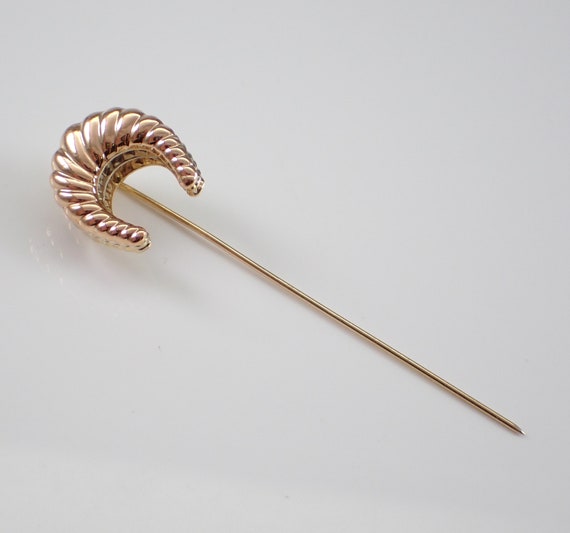 Vintage 14K Tri Color Gold Horseshoe Stick Pin - Rose Yellow and White Gold Fine Jewelry