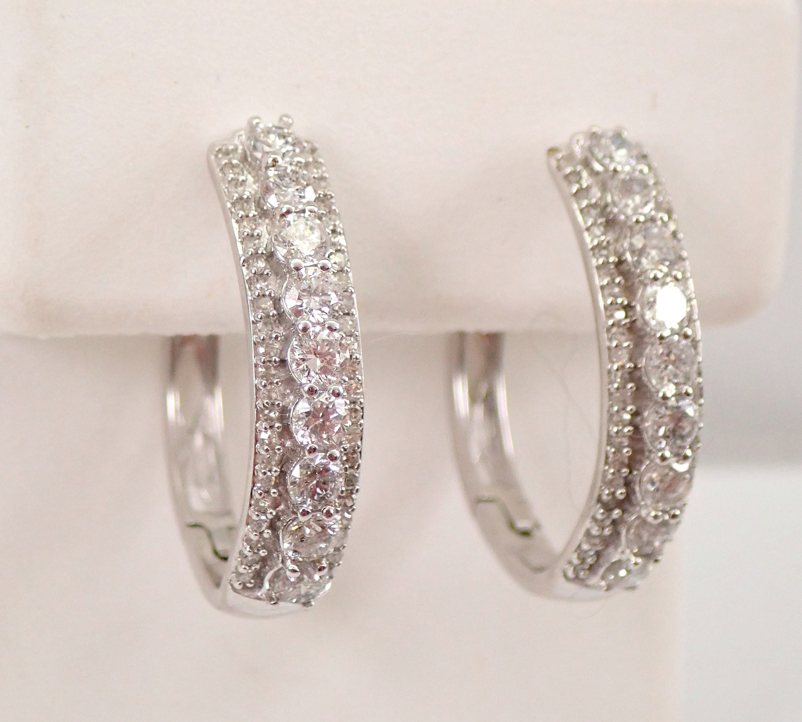 1 inch Inside Out 2 Carat Diamond Hoop Earrings for Women by Luxurman 802819