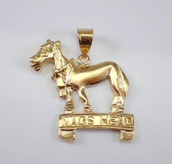 Vintage 14K Yellow Gold Horse Charm Pendant - Equestrian Jewelry for Necklace or Bracelet - Nags Head Slide