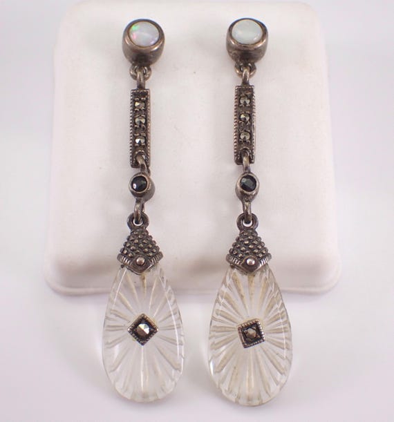 Sterling Silver Vintage Dangle Earrings: Unique Art Deco Antique Jewelry