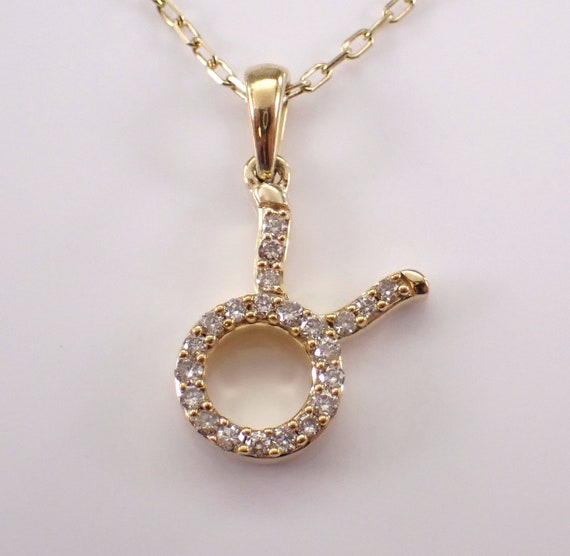 Yellow Gold Diamond Taurus Sign Necklace - Zodiac Astrology Station Charm Pendant and Chain - Unique Dainty Jewelry Gift