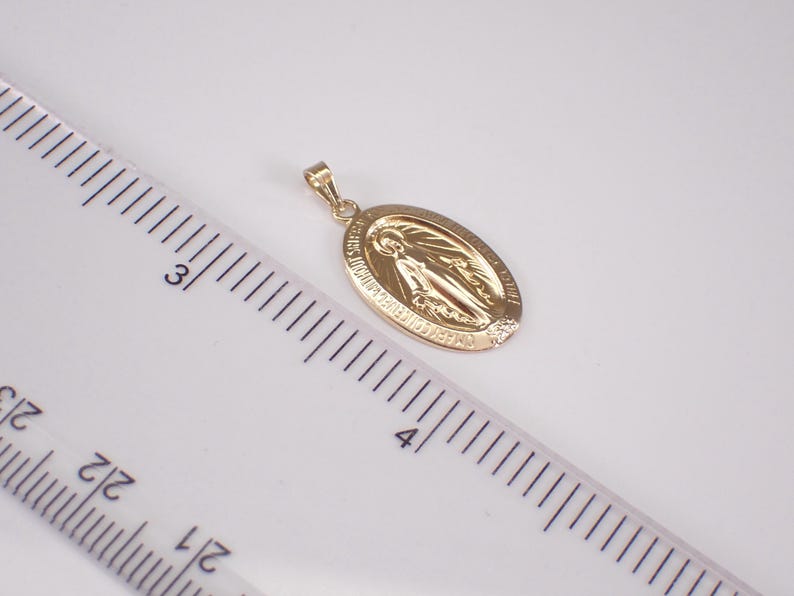 Vintage 14K Yellow Gold Miraculous Medal Charm - Religious Virgin Mary ...