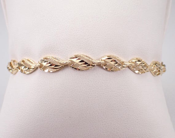 Vintage 14K Yellow Gold Bracelet, Specialty Link Layering Statement, Unique Everyday Fine Jewelry Gift