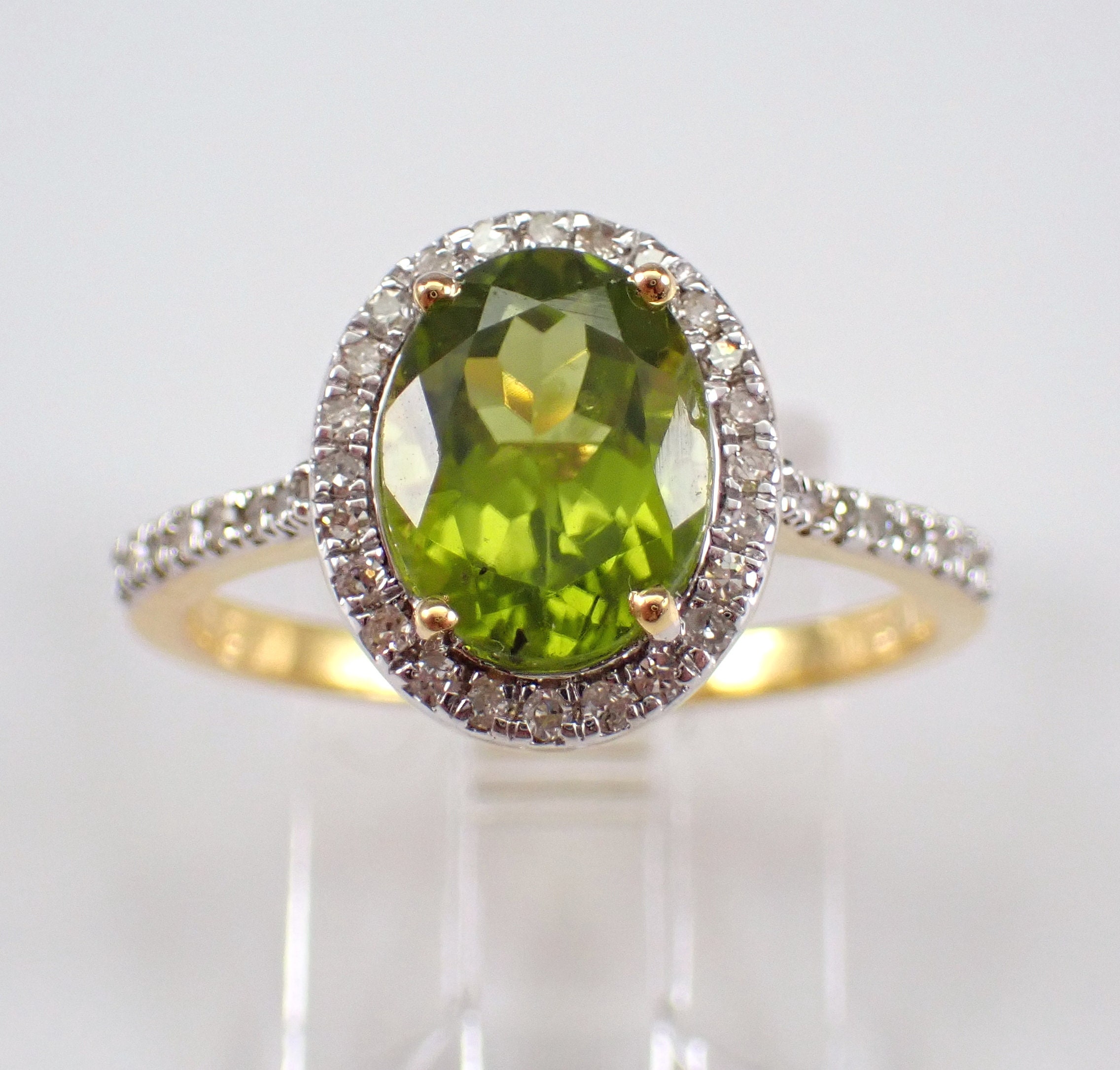 FINE JEWELRY Womens Genuine Green Peridot 14K Gold Over Silver Cocktail Ring  | Hamilton Place