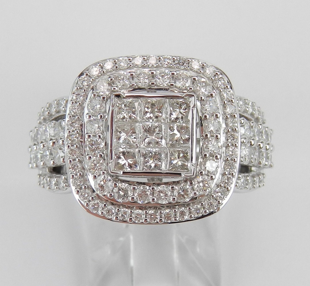 Princess Cut Diamond Engagement Ring - White Gold Square Chunky ...