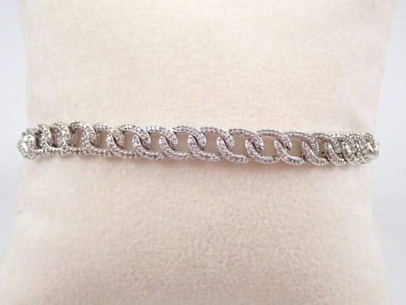 Chain Link Diamond Bolo Bracelet - Unique Solid White Gold Adjustable Tennis Bracelet - GalaxyGems Fine Jewelry Gift