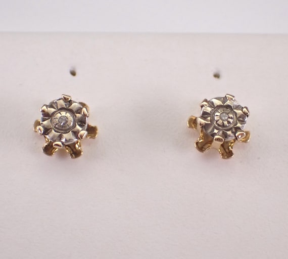 Vintage 14K Yellow Gold Stud Earrings, Estate Dainty Studs