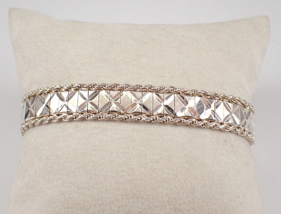 Vintage Sterling Silver Flexible Mesh Bracelet, Everyday Layering Jewelry Gift