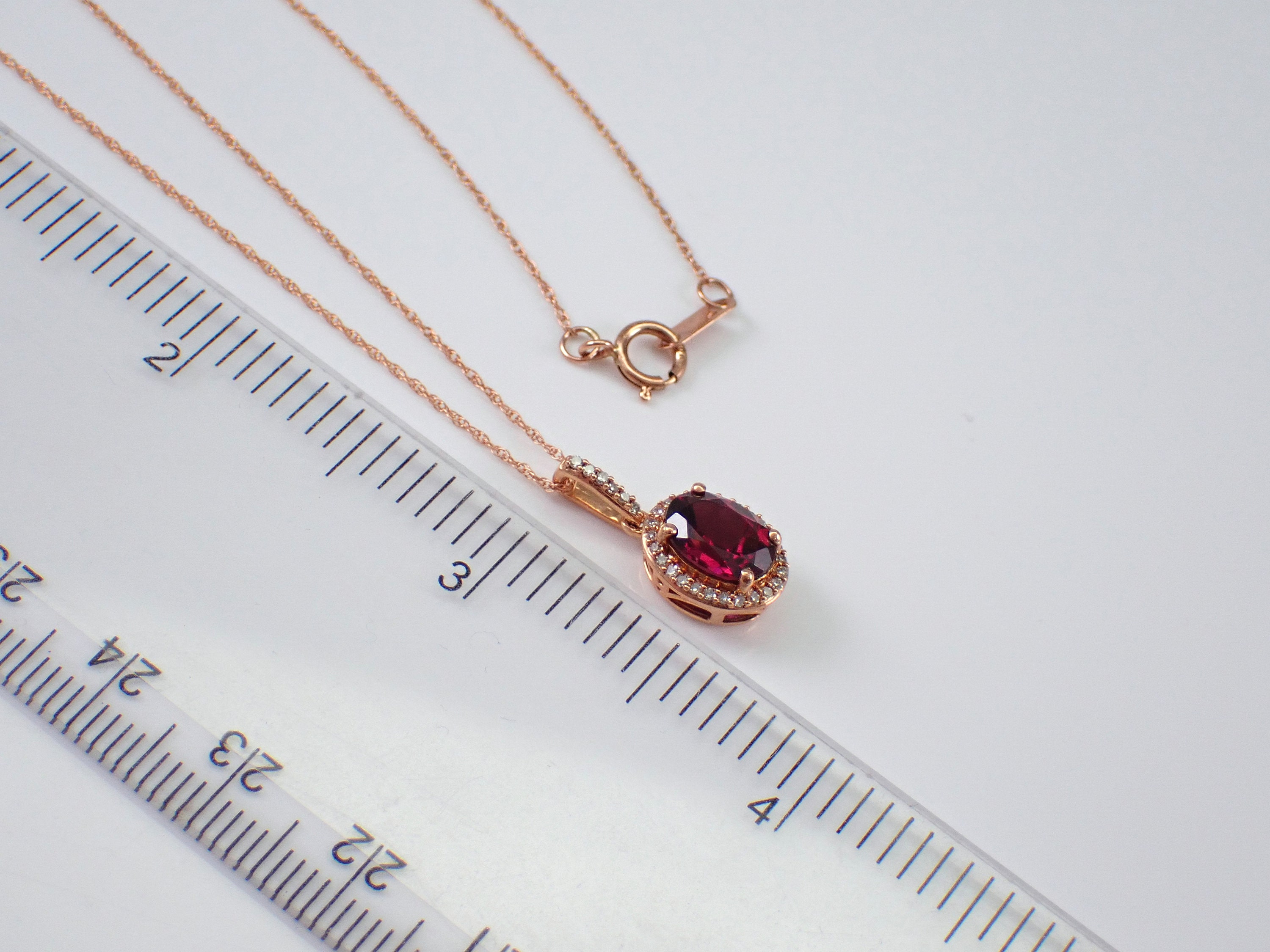 Oval Rhodolite Garnet Necklace Rose Gold Diamond Halo Pendant January  Birthstone Jewelry Gift - Etsy