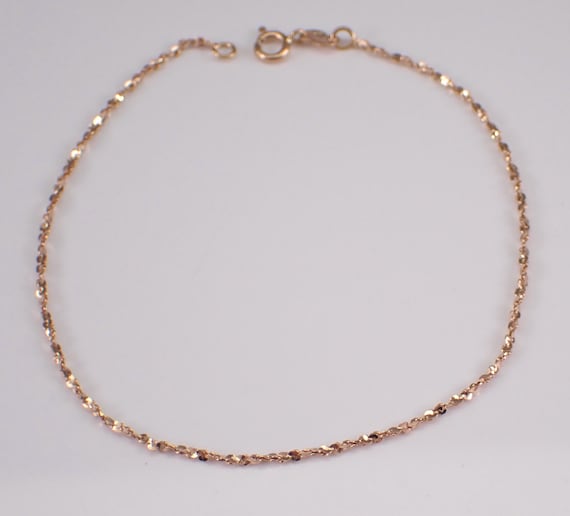 Vintage 14k Rose Gold Chain Bracelet - Estate Twisted Rope Braided Link: Diamond Cut Popcorn Singapore