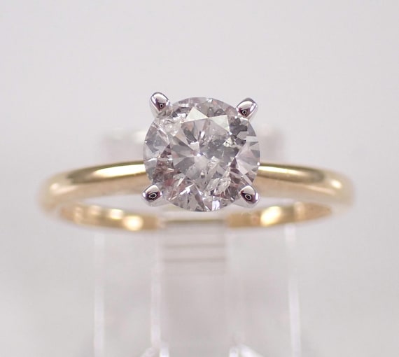 Round Brilliant Diamond Engagement Ring - Yellow Gold Solitaire Bridal Fine Jewelry Gift - Simple Marriage Promise