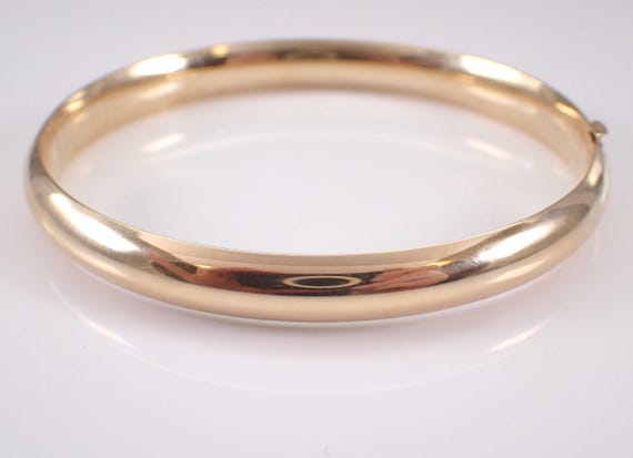14K Yellow Gold Vintage Bangle Bracelet, Layering Everyday Casual Wear, Estate Fine Jewelry Gift