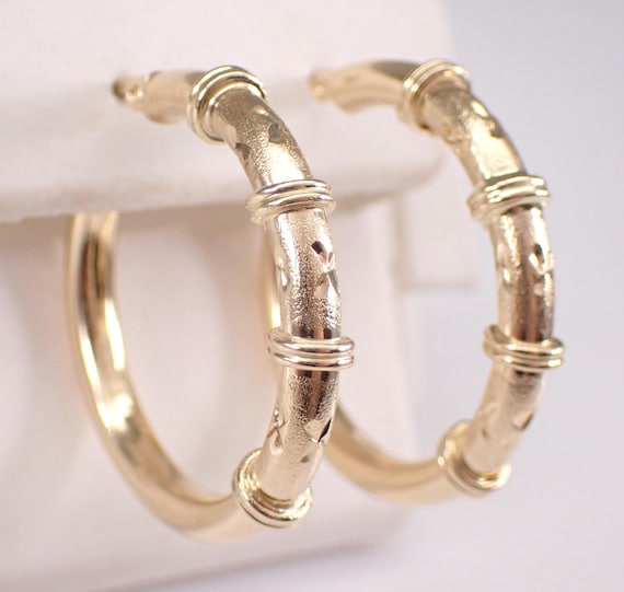 Vintage 14k Yellow Gold Hoop Earrings - Estate Chunky Thick Huggies