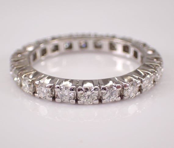 14K White Gold Diamond Eternity Ring - Stackable Wedding Anniversary Band - Bridal Fine Jewelry Gift