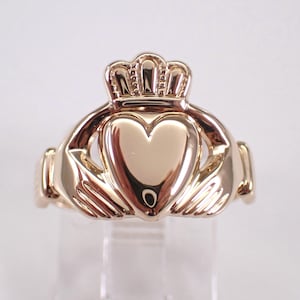 Vintage 14K Yellow Gold Claddagh Ring - Heart and Crown Irish Wedding Band - Unique Estate Celtic Jewelry Gift