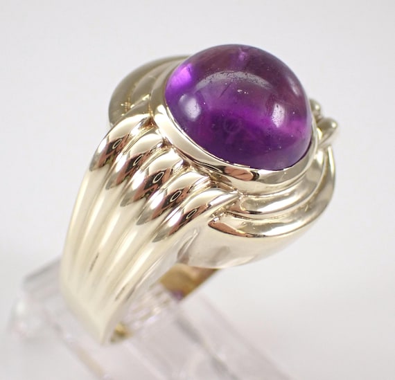 14K Yellow Gold Amethyst Ring: Vintage Estate Chunky Setting